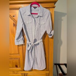 Tommy Hilfiger Blue and White Striped Shirt